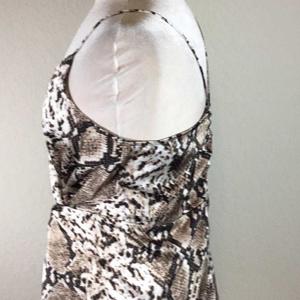 Pink Lily Top Brown Snakeskin Print Blouse V-Neck Spaghetti Whimsey Goth Large - Picture 5 of 13